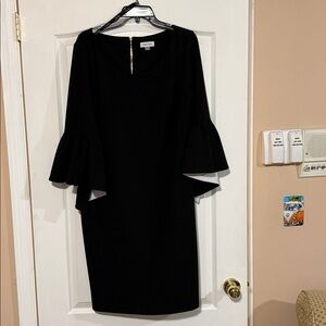 Calvin Klein Asymmetrical Dress in Black and White